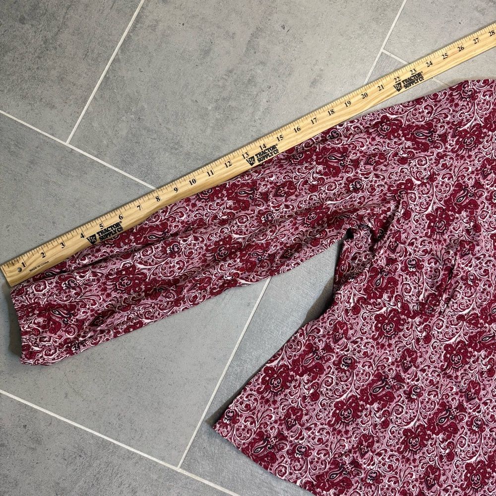 Boden Empire Waist Long Sleeve Boho Top - Red Botanic - Size XL (16-18 / UK 20) - Picture 5 of 13